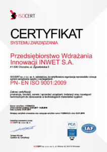 Certyfikat ISO INWET